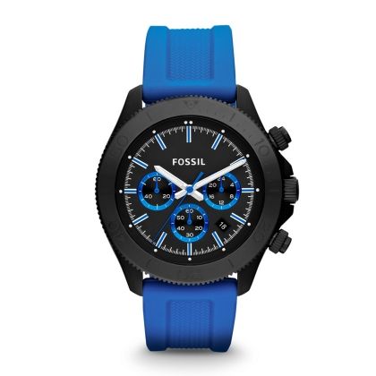  Retro Traveler Chronograph Silicone Watch - Blue 