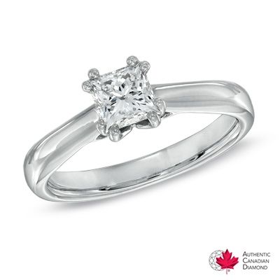 3/4 CT. Certified Canadian Princess-Cut Diamond Solitaire Engagement Ring in 18K White Gold (I/SI2)